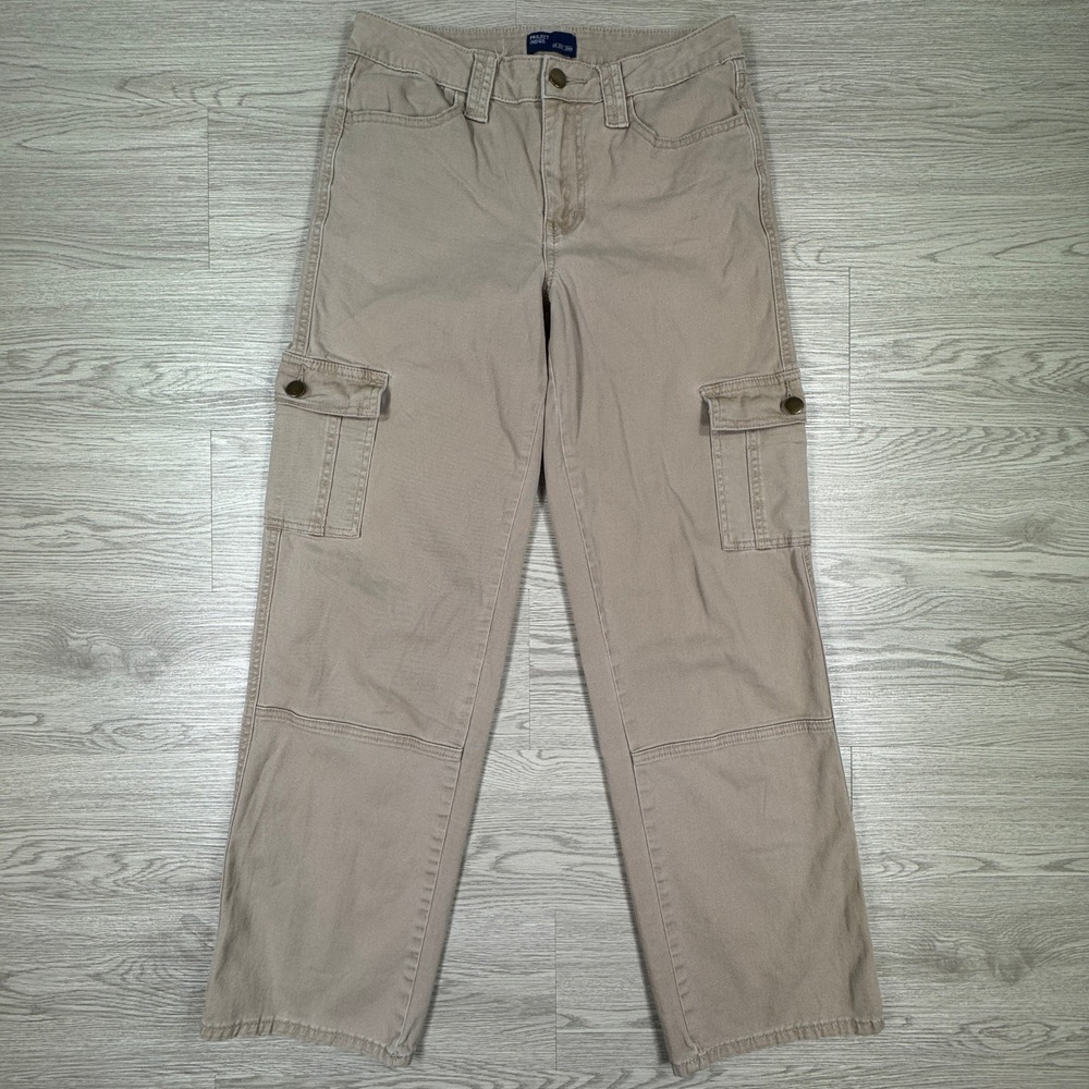 Project Indigo Women's Cargo Pants Wide Leg Khaki Tan Size 7 Stretch‎ Utility